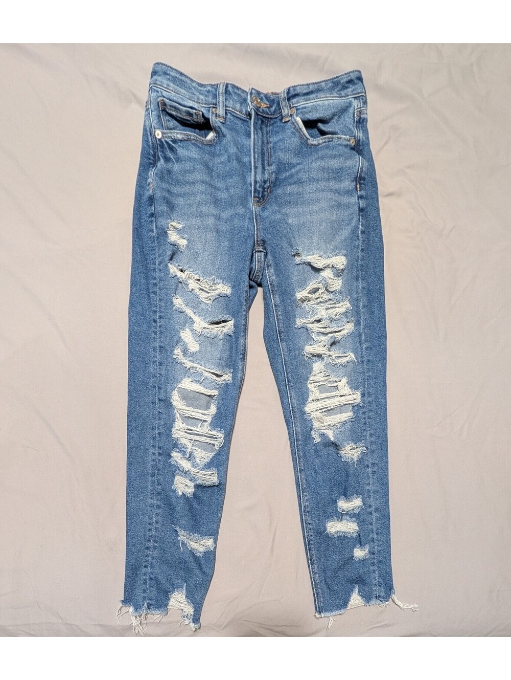 American Eagle Stretch Mom Jeans 6 Short Distressed